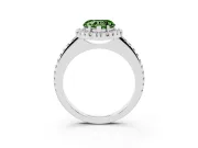 Heart-Shaped Pave Halo Engagement Ring Setting for a Fancy Green Lab-Grown Diamond | Pave Band | Sterling Silver