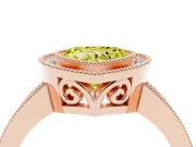 Fancy Yellow Heart Cut Diamond Halo Ring Set in Rose gold with Pavé Band and Milgrain-Edged Prongs