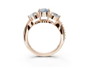Cushion Cut Three Stone Engagement Ring Setting for a Fancy Blue Lab-Grown Diamond | Tapered Pave Band | Rose Gold