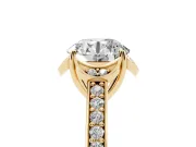 Round Floral Pavé Engagement Ring Setting | Petal Accents | Yellow Gold