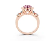Round Floral Engagement Ring Setting for a Fancy Pink Lab-Grown Diamond | Petal Frame | Rose Gold