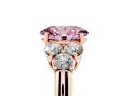 Oval Side Stone Engagement Ring Setting for a Fancy Pink Lab-Grown Diamond | Rose Gold