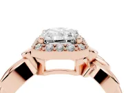 Radiant Cut Floral Halo Engagement Ring Setting | Leaf Shoulders | Rose Gold