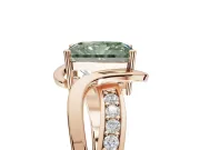 Radiant Cut Bypass Solitaire Engagement Ring Setting for a Fancy Green Lab-Grown Diamond | Pavé Strands | Rose Gold