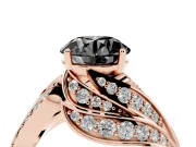 Round Bypass Hidden Halo Engagement Ring Setting for a Black Center | Graduated Pavé | Rose Gold