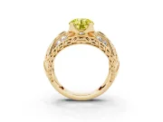 Round Art Deco Graduated Engagement Ring Setting for a Fancy Yellow Lab-Grown Diamond | Yellow Gold