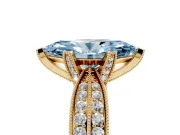 Marquise Milgrain Solitaire Engagement Ring Setting for a Fancy Blue Lab-Grown Diamond | Yellow Gold