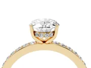 Oval Hidden Halo Pavé Engagement Ring Setting | Micro Pavé Band | Yellow Gold