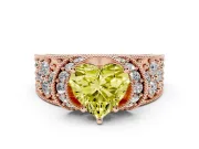 Heart-Shaped Vintage Pave Engagement Ring Setting for a Fancy Yellow Lab-Grown Diamond | Milgrain Edges | Rose Gold