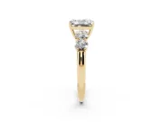 Radiant Cut Five Stone Engagement Ring Setting | Prong Set Side Stones | Yellow Gold