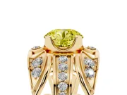Round Art Deco Graduated Engagement Ring Setting for a Fancy Yellow Lab-Grown Diamond | Yellow Gold