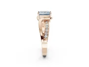 Princess Cut Bypass Solitaire Engagement Ring Setting for a Fancy Blue Lab-Grown Diamond | Pavé Strands | Rose Gold