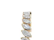 Marquise Lab-Grown Diamond Slanted Half Eternity Wedding Band | Tip Cups | Yellow Gold