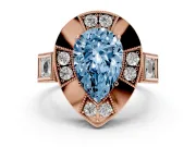 Fancy Blue Pear Cut Diamond Milgrain Halo Ring Set in Rose gold with Split Shank