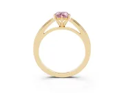 Fancy Pink Pear Cut Diamond Solitaire Ring Set in Yellow gold with Prong Setting and Classic Band