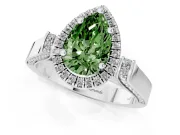Pear-Shaped Halo Engagement Ring Setting for a Fancy Green Lab-Grown Diamond | Pavé Panel Shoulders | Platinum