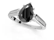 Pear-Shaped Cathedral Solitaire Engagement Ring Setting for a Black Center | Sterling Silver