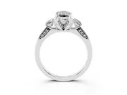 Emerald Cut Hidden Halo Three Stone Engagement Ring Setting for a Black Center | White Gold