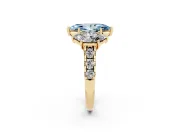 Marquise Three Stone Engagement Ring Setting for a Fancy Blue Lab-Grown Diamond | Accented Shoulders | Yellow Gold