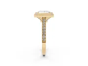 Princess Cut Vintage Milgrain Halo Engagement Ring Setting | Bezel Head | Yellow Gold
