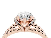 Marquise Cut Diamond Halo Ring Set in Rose gold with Twisted Band and Prong Setting