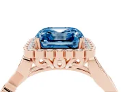 Asscher Cut Leaf Halo Engagement Ring Setting for a Fancy Blue Lab-Grown Diamond | Rose Gold