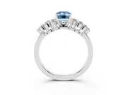 Fancy Blue Emerald Cut Diamond Cluster Engagement Ring Set in Silver with Pavé Band and Prong Setting