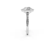 Round Cut Diamond Milgrain Floral Halo Engagement Ring Set in Platinum with Pavé Band