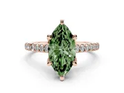 Marquise Hidden Halo Pave Engagement Ring Setting for a Fancy Green Lab-Grown Diamond | Claw Prongs | Rose Gold