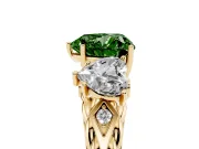 Heart-Shaped Three Stone Engagement Ring Setting for a Fancy Green Lab-Grown Diamond | Braided Band | Yellow Gold
