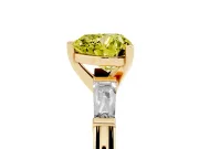 Heart-Shaped Three Stone Engagement Ring Setting for a Fancy Yellow Lab-Grown Diamond | Tapered Baguettes | Yellow Gold