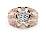Radiant Cut Art Deco Graduated Pave Engagement Ring Setting | Split Shank | Rose Gold