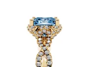 Princess Cut Halo Engagement Ring Setting for a Fancy Blue Lab-Grown Diamond | Yellow Gold - Design NV-24725