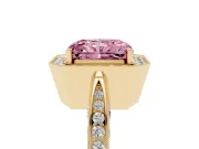 Radiant Cut Milgrain Halo Engagement Ring Setting for a Fancy Pink Lab-Grown Diamond | Side Stones | Yellow Gold