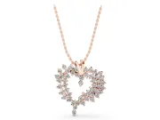 Round Lab-Grown Diamond Cluster Open Heart Pendant Necklace | Split Bail | Rose Gold