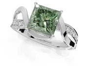 Princess Cut Bypass Engagement Ring Setting for a Fancy Green Lab-Grown Diamond | Sterling Silver - Design NV-24814