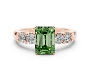 Emerald Cut Five Stone Engagement Ring Setting for a Fancy Green Lab-Grown Diamond | Rose Gold