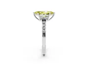 Marquise Side Stone Engagement Ring Setting for a Fancy Yellow Lab-Grown Diamond | Pave Band | White Gold
