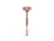 Round Floral Engagement Ring Setting for a Fancy Pink Lab-Grown Diamond | Pavé Band | Rose Gold