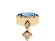 Oval Milgrain Bezel Engagement Ring Setting for a Fancy Blue Lab-Grown Diamond | Yellow Gold