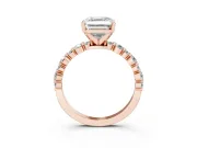 Asscher Cut Pavé Solitaire Engagement Ring Setting | Alternating Accents | Rose Gold