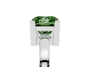 Fancy Green Princess Cut Diamond Solitaire Ring Set in Platinum with Prong Head and Smooth Polished Band