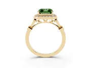 Asscher Cut Halo Engagement Ring Setting for a Fancy Green Lab-Grown Diamond | Bezel Station Shoulders | Yellow Gold