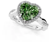 Heart-Shaped Twisted Halo Engagement Ring Setting for a Fancy Green Lab-Grown Diamond | Platinum