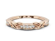 Round Lab-Grown Diamond Graduated Twisted Pavé Wedding Band | Marquise Motifs | Rose Gold
