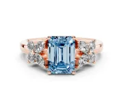 Emerald Cut Floral Side Stone Engagement Ring Setting for a Fancy Blue Lab-Grown Diamond | Rose Gold