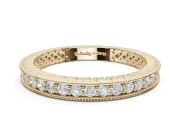 Round Lab-Grown Diamond Milgrain Channel Set Wedding Band | Fluted Gallery | Yellow Gold