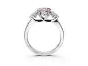 Heart-Shaped Three Stone Engagement Ring Setting for a Fancy Pink Lab-Grown Diamond | Tapered Band | White Gold