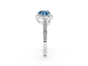 Fancy Blue Heart Cut Diamond Halo Pavé Engagement Ring Set in Platinum with Bezel Setting