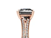 Princess Cut Split Shank Engagement Ring Setting for a Black Center | Pavé Band | Rose Gold